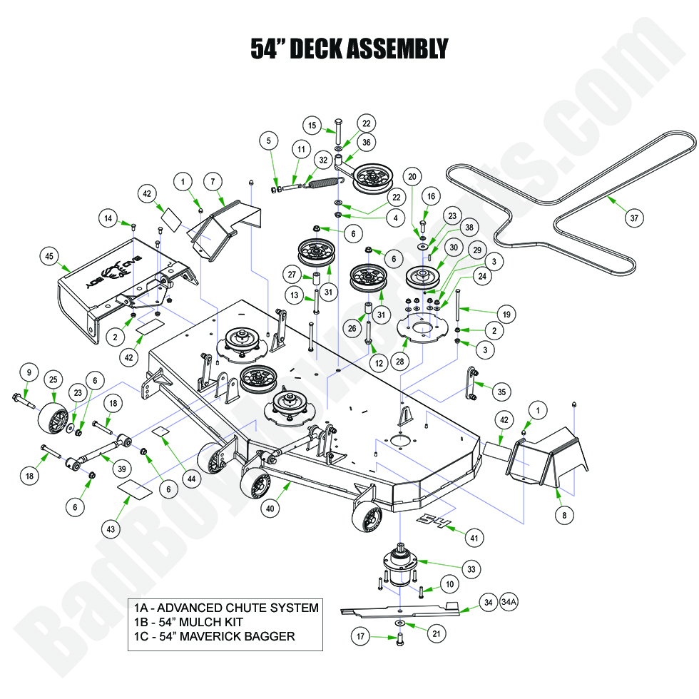 3334 - Bad Boy Mower Parts Lookup > 2024 > Maverick > 54\" Deck Assembly